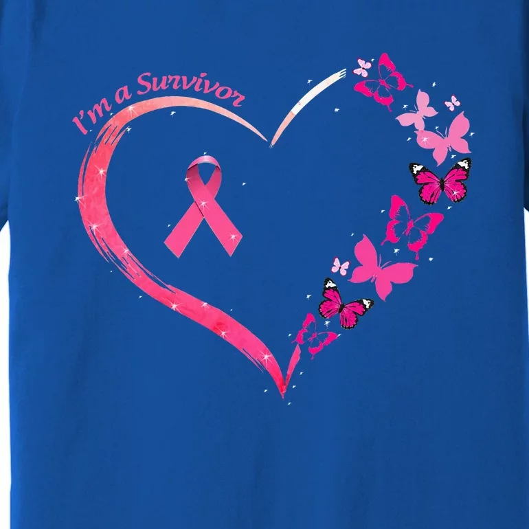 Breast Cancer I'm A Survivor Pink Butterfly Heart Awareness Premium T-Shirt