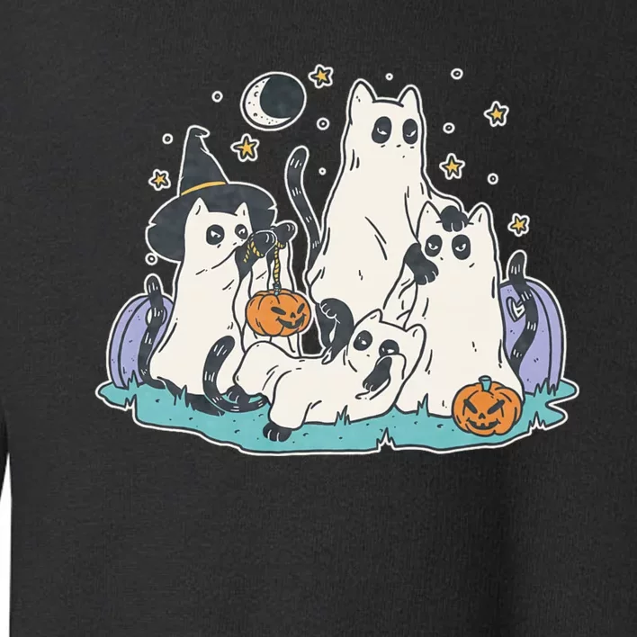 Black Cats In Ghost Costume Cute Halloween Toddler Sweatshirt