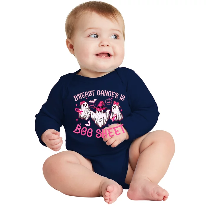 Breast Cancer Is Boo Sheet Ghost Halloween Costume Meaningful Gift Baby Long Sleeve Bodysuit