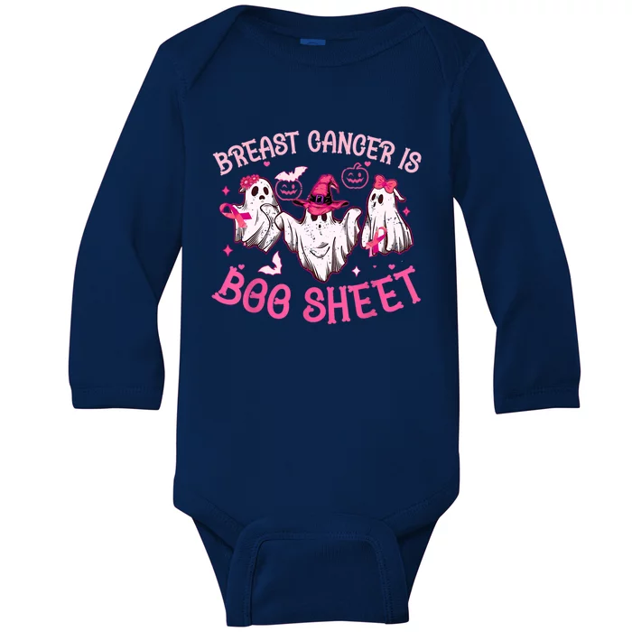 Breast Cancer Is Boo Sheet Ghost Halloween Costume Meaningful Gift Baby Long Sleeve Bodysuit