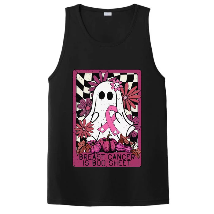 Breast Cancer Is Boo Sheet Ghost Halloween Awareness Groovy Gift Performance Tank