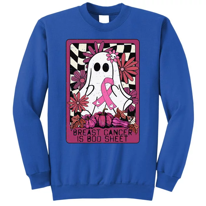 Breast Cancer Is Boo Sheet Ghost Halloween Awareness Groovy Gift Tall Sweatshirt