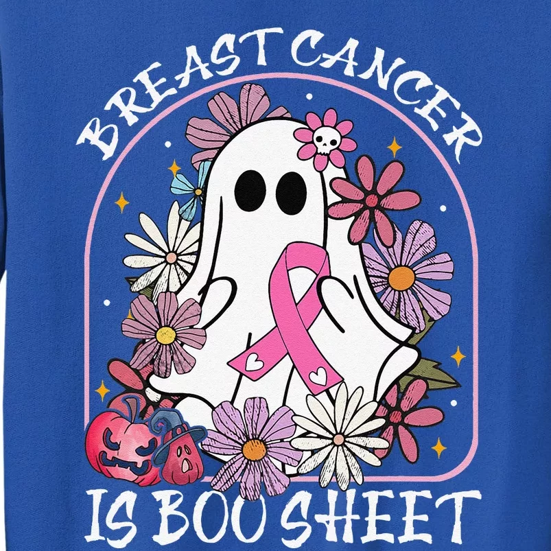 Breast Cancer Is Boo Sheet Ghost Halloween Awareness Groovy Tall Sweatshirt