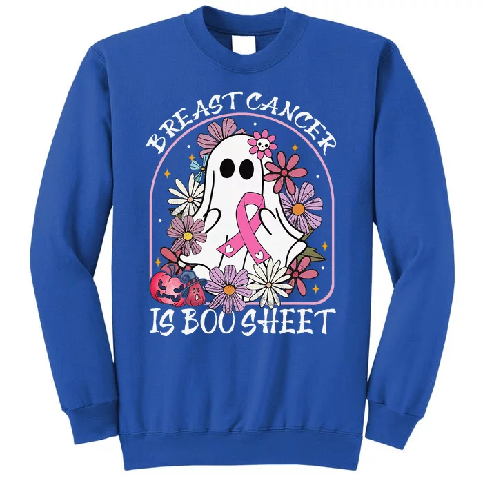 Breast Cancer Is Boo Sheet Ghost Halloween Awareness Groovy Tall Sweatshirt