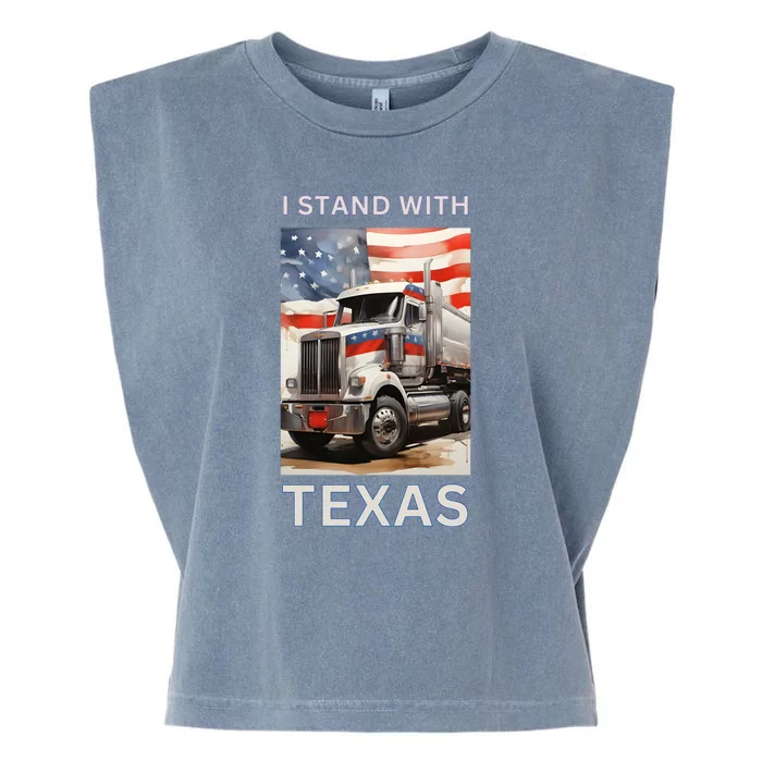 Border Crisis I Stand With Texas Garment-Dyed Women's Muscle Tee