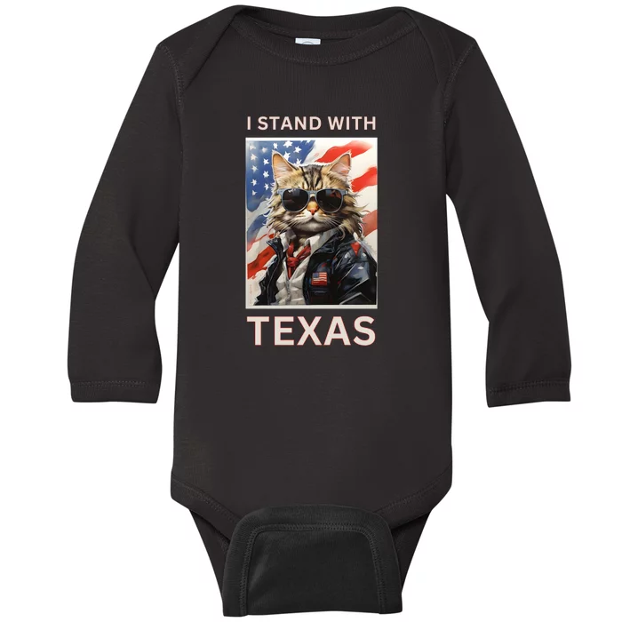 Border Crisis I Stand With Texas Baby Long Sleeve Bodysuit