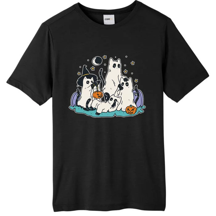 Black Cats In Ghost Costume Cute Women And Men Halloween ChromaSoft Performance T-Shirt