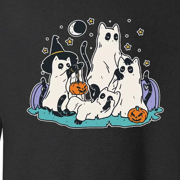 Black Cats In Ghost Costume Cute Women And Men Halloween Toddler Sweatshirt