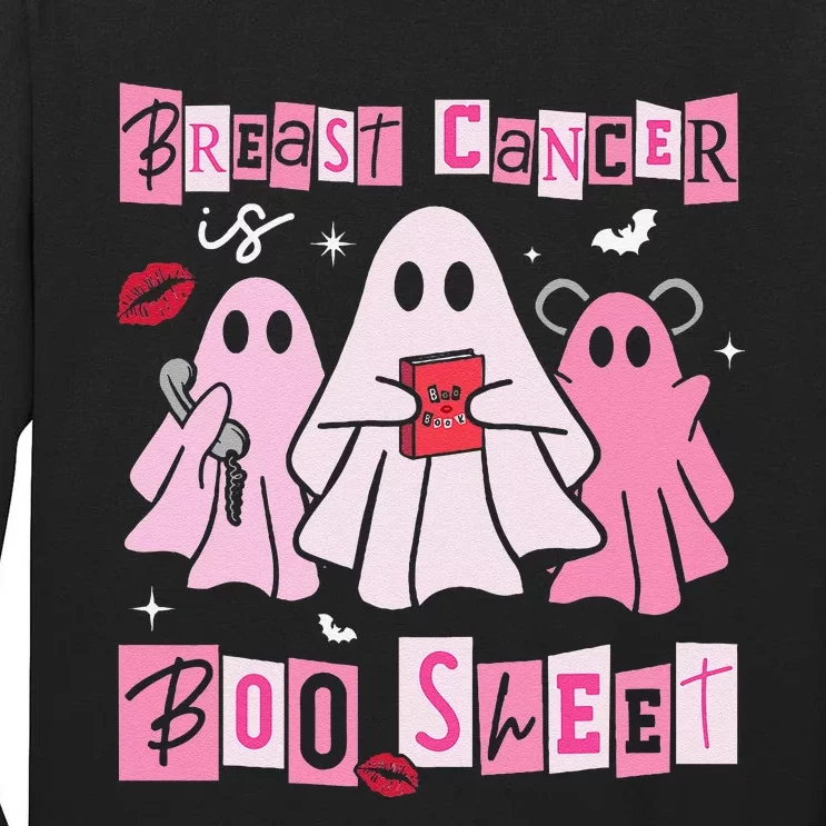 Breast Cancer Is Boo Sheet Pin.K Ghost Witch Halloween Women Tall Long Sleeve T-Shirt