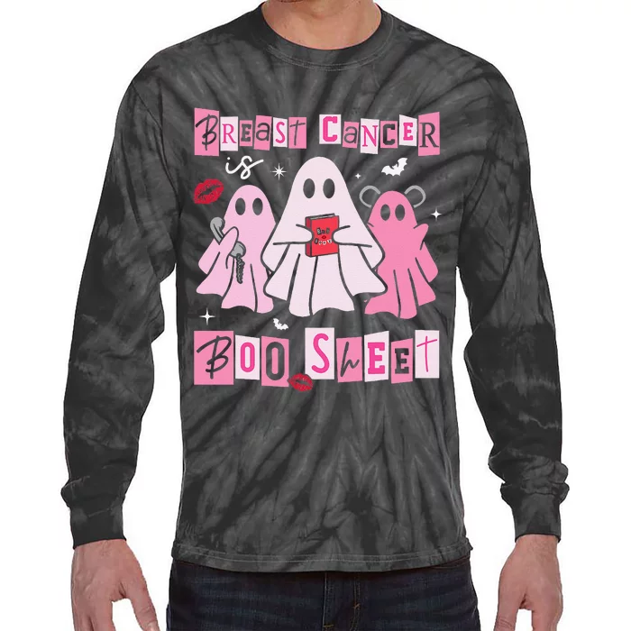 Breast Cancer Is Boo Sheet Pin.K Ghost Witch Halloween Women Tie-Dye Long Sleeve Shirt