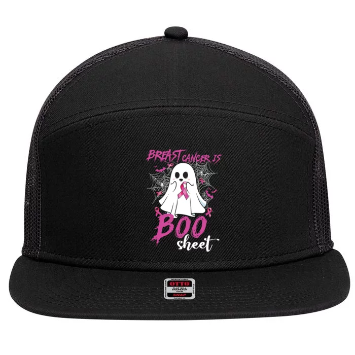 Breast Cancer Is Boo Sheet Halloween Breast Cancer Awareness 7 Panel Mesh Trucker Snapback Hat