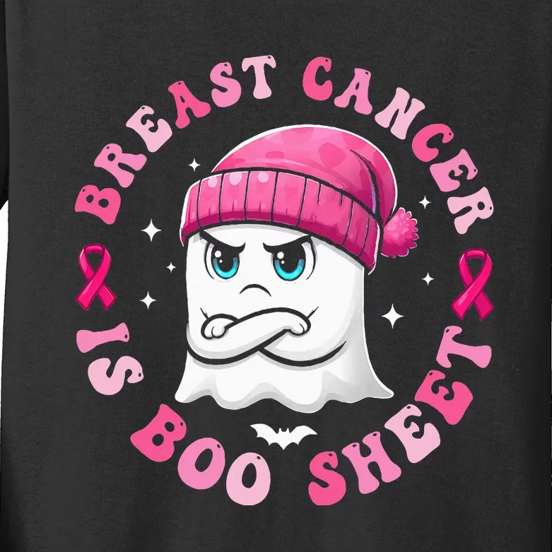 Breast Cancer Is Boo Sheet Retro Halloween Ghost Kids Long Sleeve Shirt