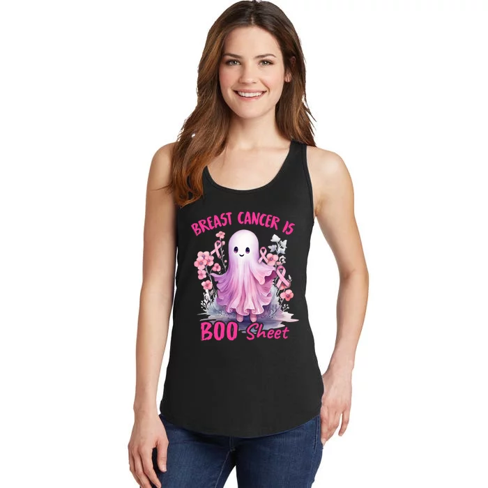 Breast Cancer Is Boo Sheet Halloween Breast Cancer Awareness Ladies Essential Tank