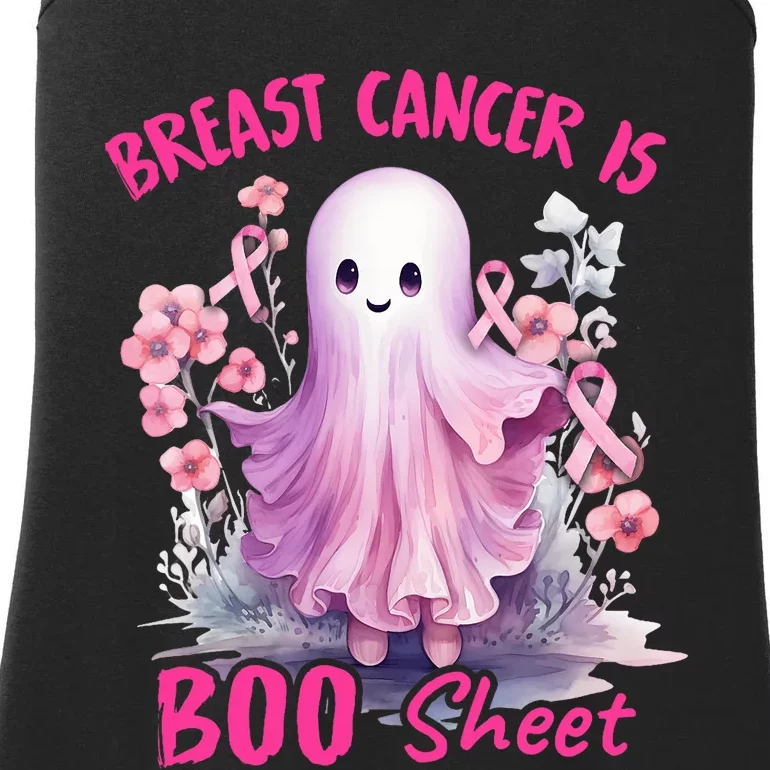 Breast Cancer Is Boo Sheet Halloween Breast Cancer Awareness Ladies Essential Tank