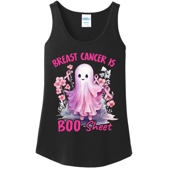 Breast Cancer Is Boo Sheet Halloween Breast Cancer Awareness Ladies Essential Tank