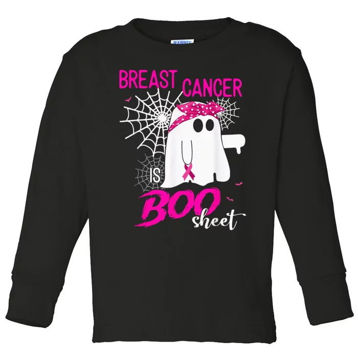 Breast Cancer Is Boo Sheet Breast Cancer Shirt Boo Halloween Toddler Long Sleeve Shirt