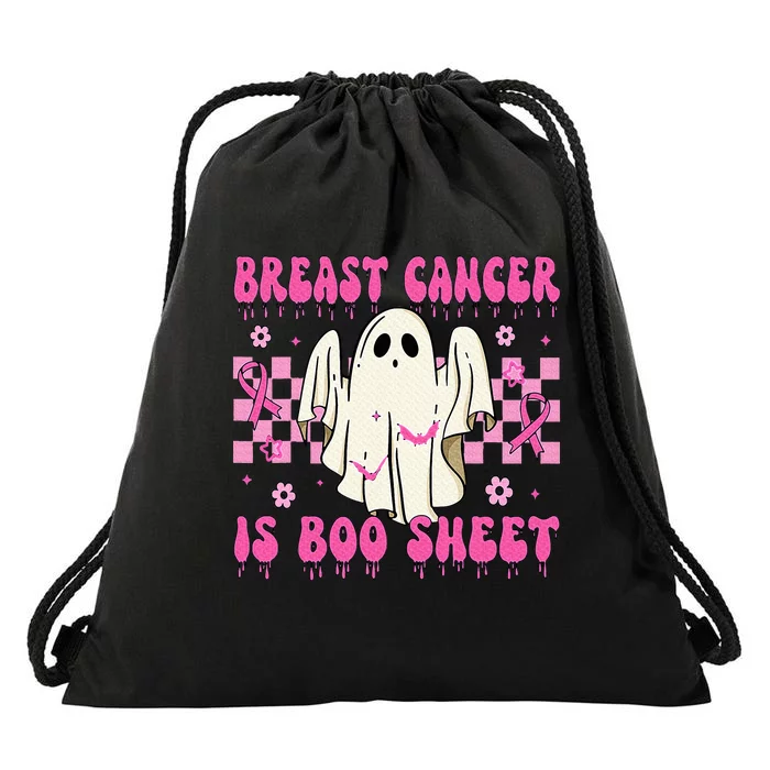 Breast Cancer Is Boo Sheet Halloween Breast Cancer Awareness Drawstring Bag