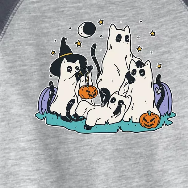 Black Cats In Ghost Costume Cute Halloween Toddler Fine Jersey T-Shirt