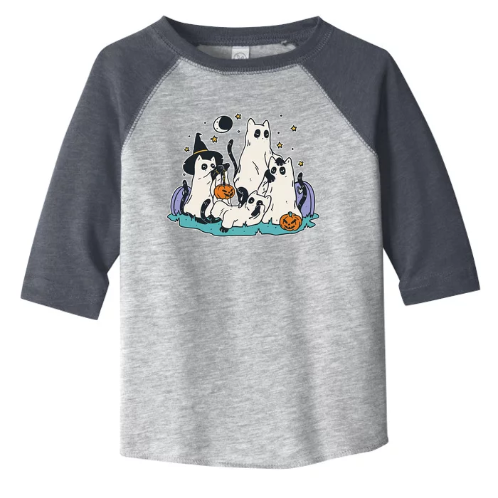 Black Cats In Ghost Costume Cute Halloween Toddler Fine Jersey T-Shirt