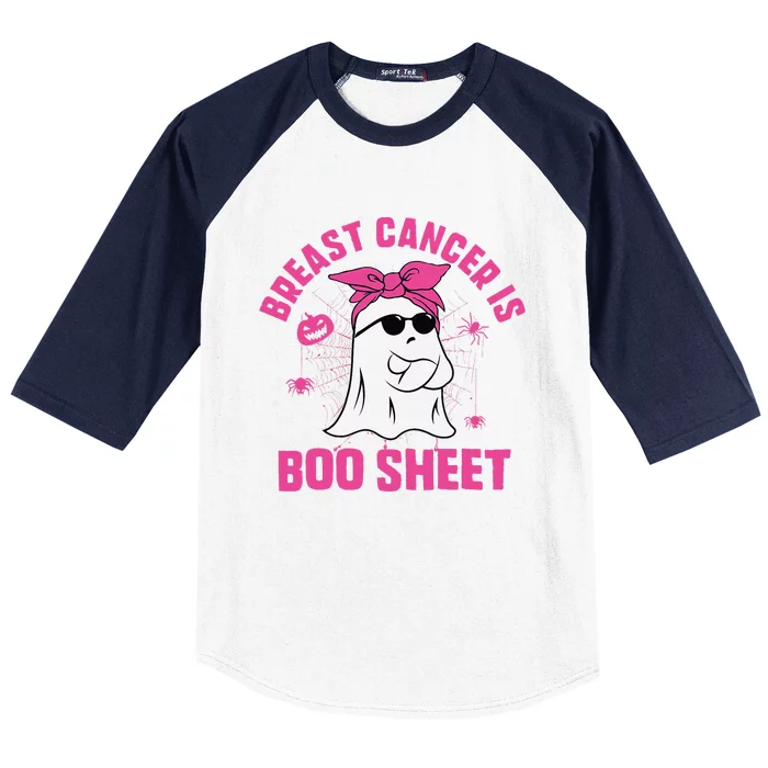 Breast Cancer Is Boo Sheet Ghost Halloween Breast Cancer Baseball Sleeve Shirt