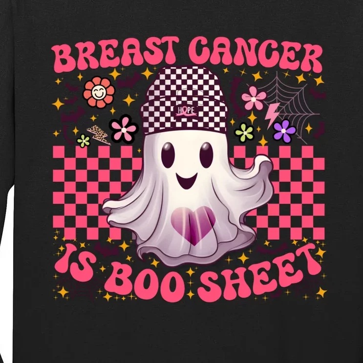 Breast Cancer Is Boo Sheet Warrior Halloween Pink Ghost Tall Long Sleeve T-Shirt