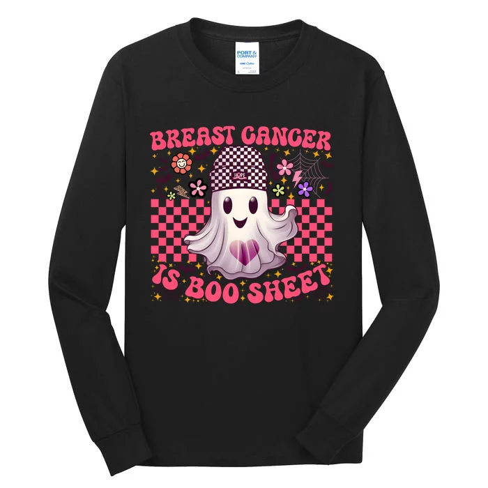 Breast Cancer Is Boo Sheet Warrior Halloween Pink Ghost Tall Long Sleeve T-Shirt