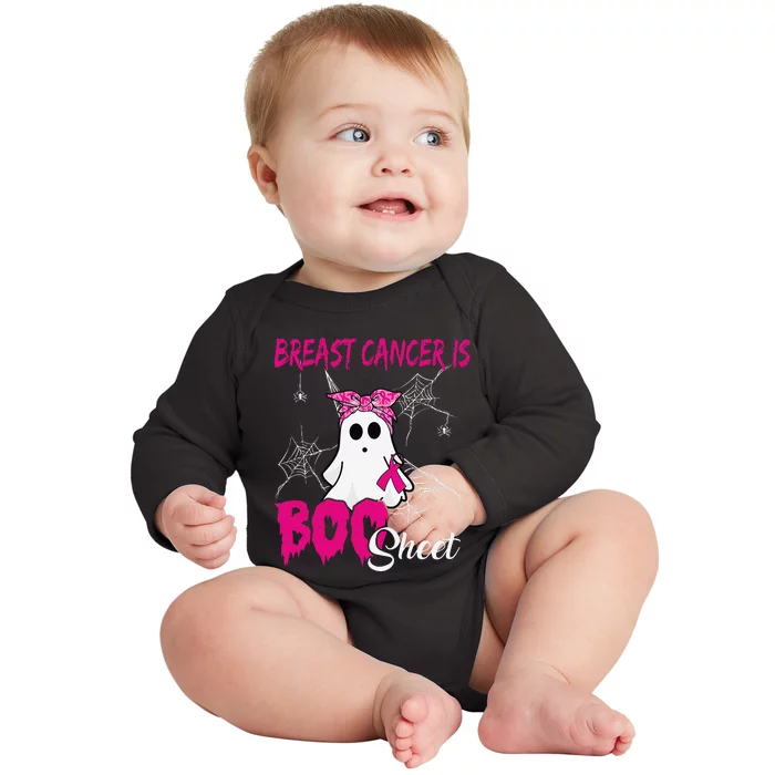 Breast Cancer Is Boo Sheet Ghost Halloween Breast Cancer Baby Long Sleeve Bodysuit