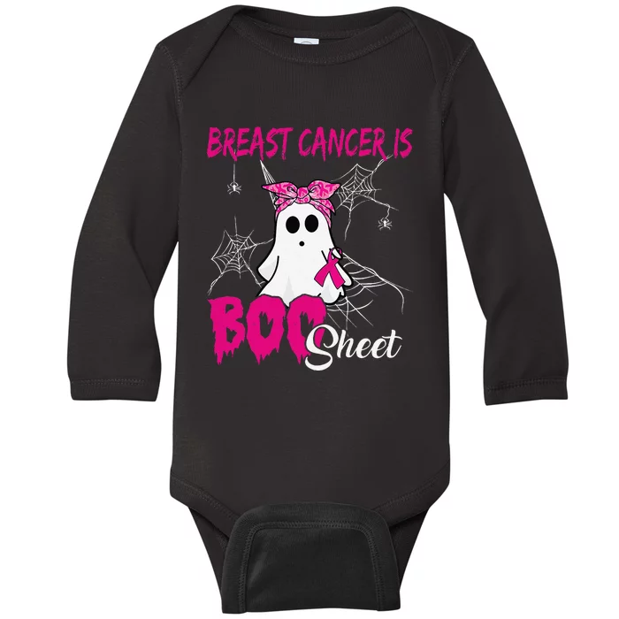 Breast Cancer Is Boo Sheet Ghost Halloween Breast Cancer Baby Long Sleeve Bodysuit