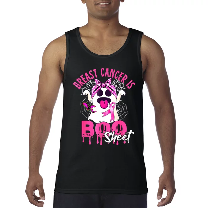 Breast Cancer Is Boo Sheet Halloween Breast Cancer Awareness Tank Top