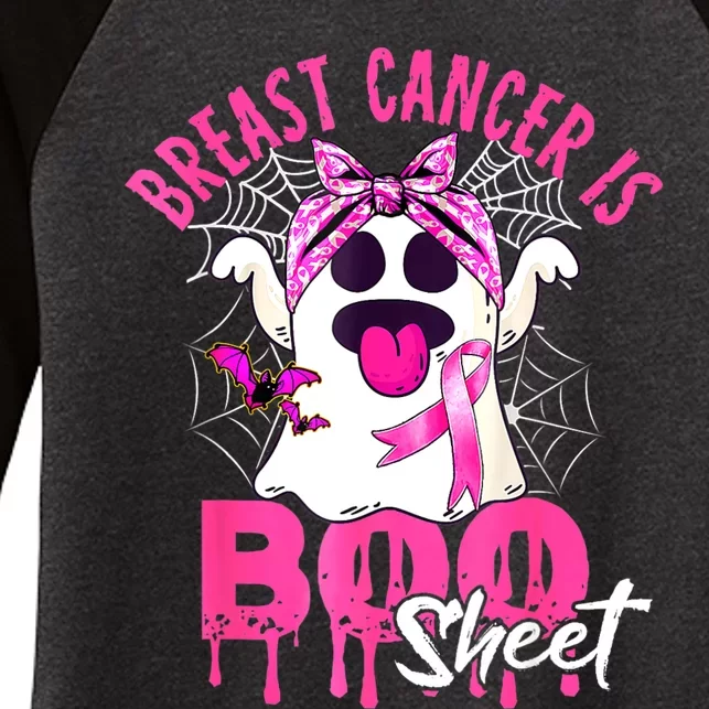 Breast Cancer Is Boo Sheet Halloween Breast Cancer Awareness Women's Tri-Blend 3/4-Sleeve Raglan Shirt