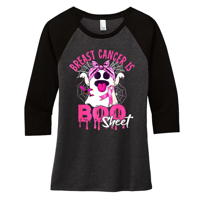 Breast Cancer Is Boo Sheet Halloween Breast Cancer Awareness Women's Tri-Blend 3/4-Sleeve Raglan Shirt