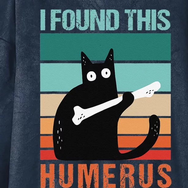 Black Cat I Found This Humerus Cat Joke Hooded Wearable Blanket