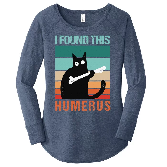 Black Cat I Found This Humerus Cat Joke Women's Perfect Tri Tunic Long Sleeve Shirt