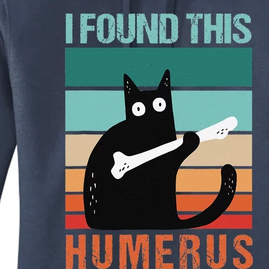 Black Cat I Found This Humerus Cat Joke Women's Pullover Hoodie