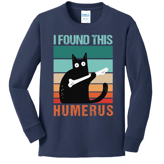 Black Cat I Found This Humerus Cat Joke Kids Long Sleeve Shirt