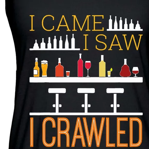 Bar Crawl I Came I Saw I Crawled Pub Crawl Alcohol Drinking Ladies Essential Flowy Tank