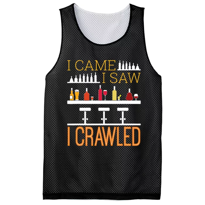 Bar Crawl I Came I Saw I Crawled Pub Crawl Alcohol Drinking Mesh Reversible Basketball Jersey Tank