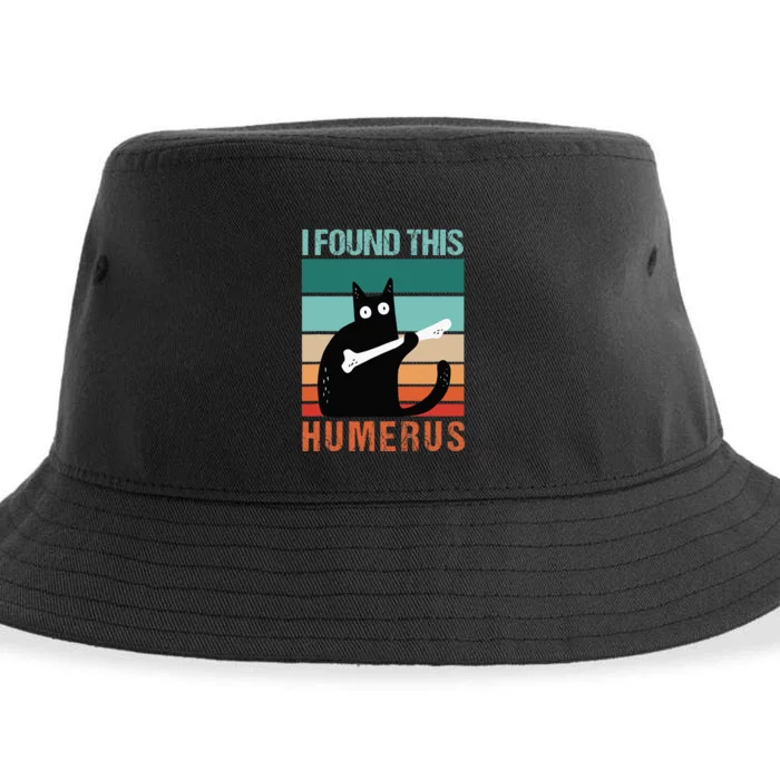 Black Cat I Found This Humerus Cat Joke Sustainable Bucket Hat