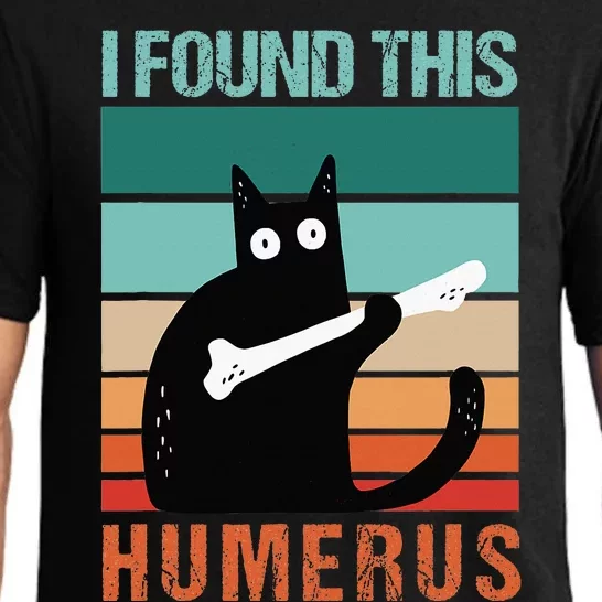 Black Cat I Found This Humerus Cat Joke Pajama Set