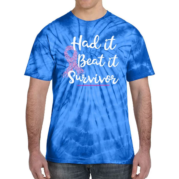 Breast Cancer I Had It I Beat It Survivor Pink Ribbon Tie-Dye T-Shirt