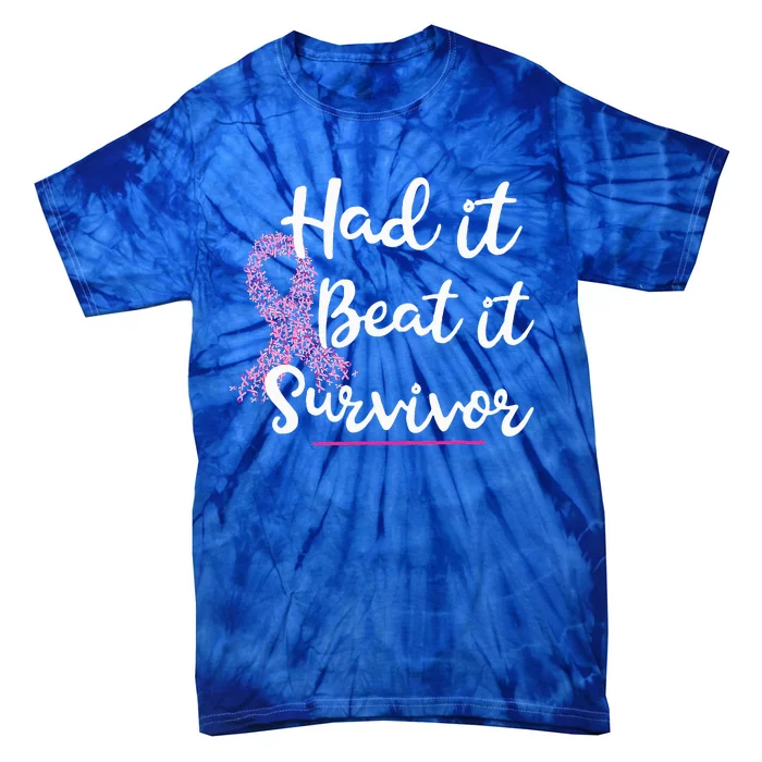 Breast Cancer I Had It I Beat It Survivor Pink Ribbon Tie-Dye T-Shirt