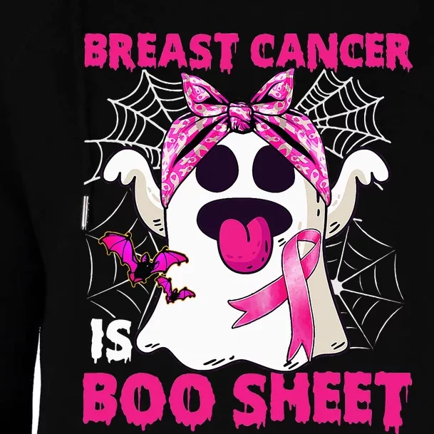 Breast Cancer Is Boo Sheet Halloween Funny Ghost Pink Ribbon Womens Funnel Neck Pullover Hood