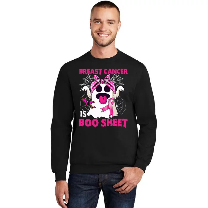 Breast Cancer Is Boo Sheet Halloween Funny Ghost Pink Ribbon Tall Sweatshirt