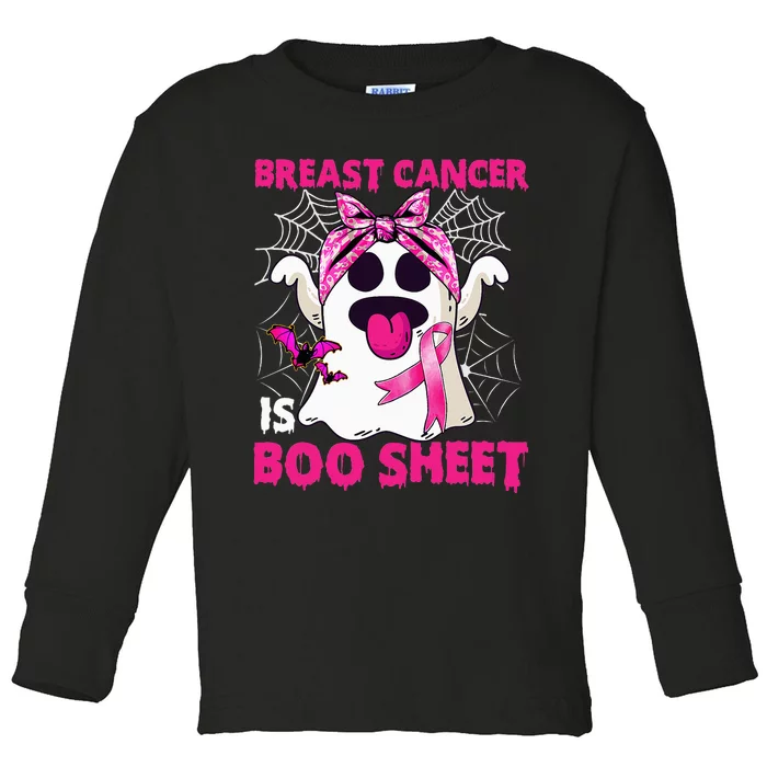 Breast Cancer Is Boo Sheet Halloween Funny Ghost Pink Ribbon Toddler Long Sleeve Shirt