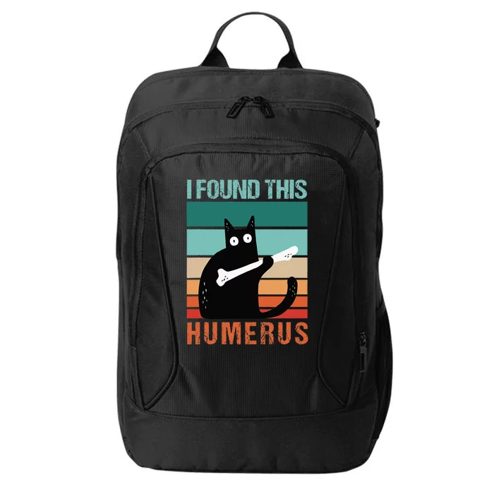 Black Cat I Found This Humerus Cat Joke City Backpack