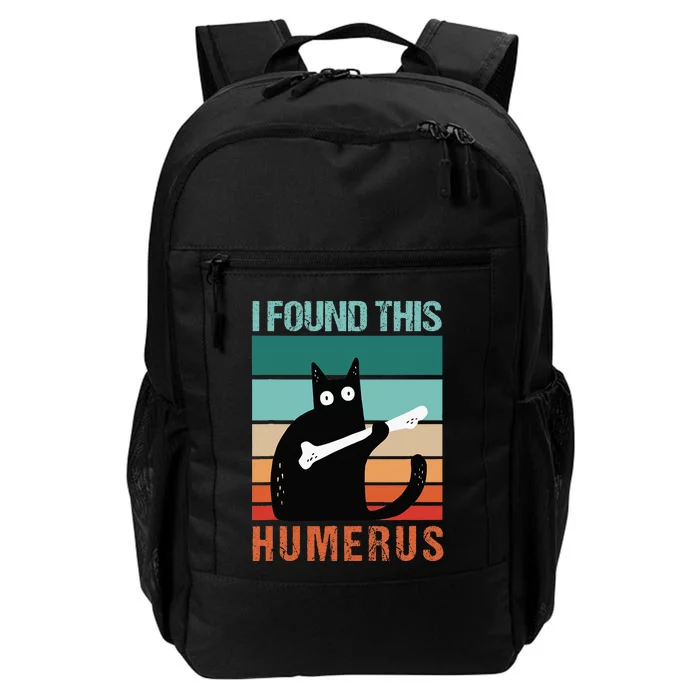 Black Cat I Found This Humerus Cat Joke Daily Commute Backpack