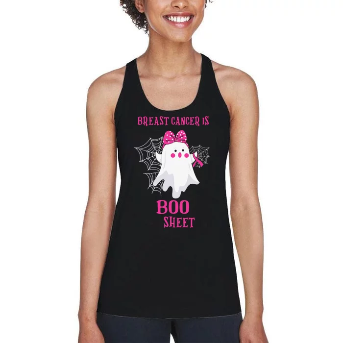 Breast Cancer Is Boo Sheet Halloween Ghost Women's Racerback Tank