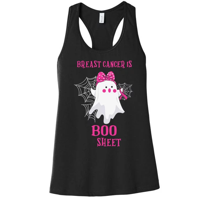 Breast Cancer Is Boo Sheet Halloween Ghost Women's Racerback Tank