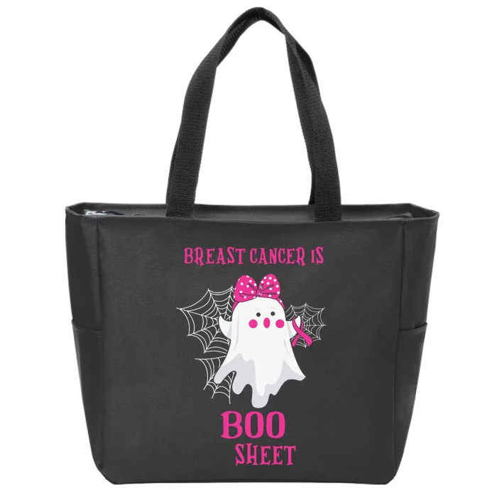 Breast Cancer Is Boo Sheet Halloween Ghost Zip Tote Bag