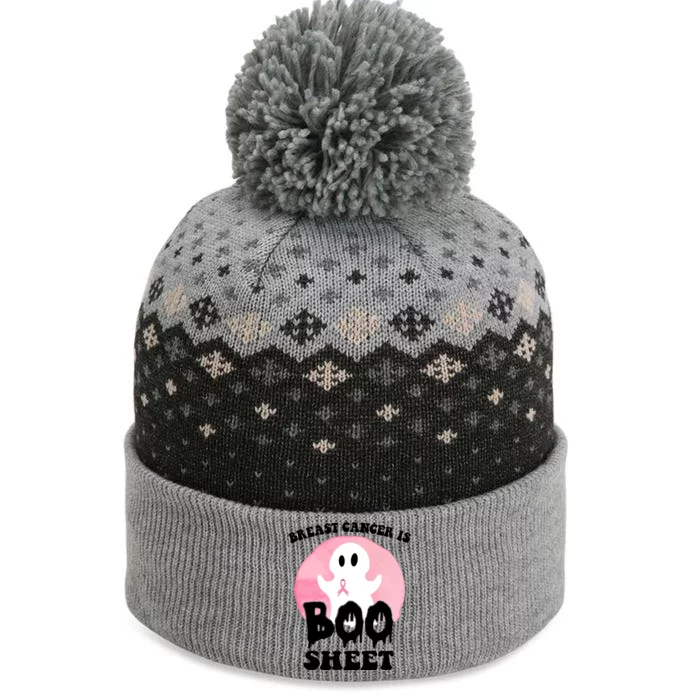 Breast Cancer Is Boo Sheet Funny Ghost The Baniff Cuffed Pom Beanie